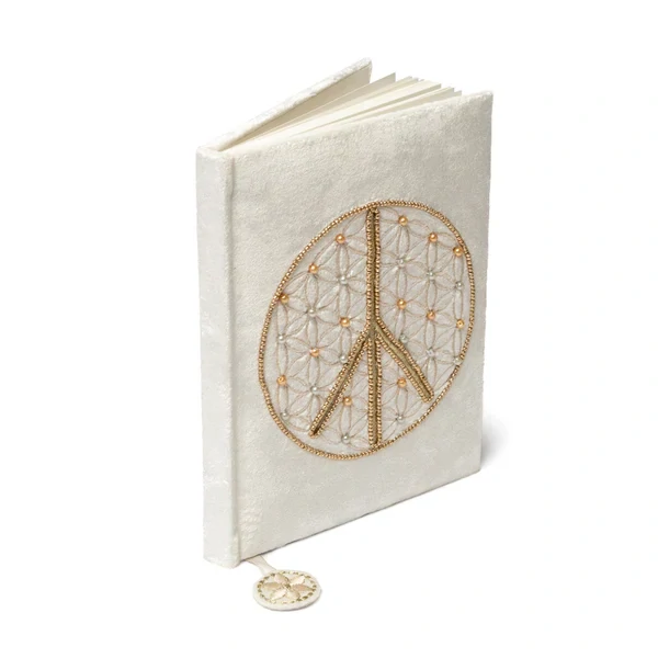 Sametový zápisník - květ života + symbol míru