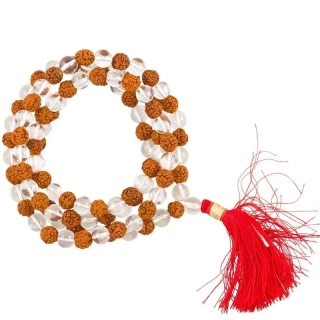 Mala - Rudraksha + křišťál