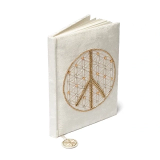 Sametový zápisník - květ života + symbol míru